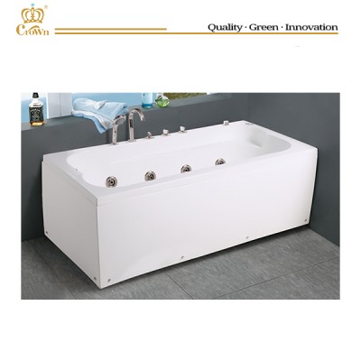 CE rectangular bathroom massage portable personal free standing resin bathtub for adults