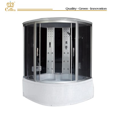 Computer controlled enclosed steam shower room with double sliding door parts